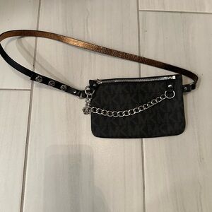 Black Belt Bag with Chain Detail